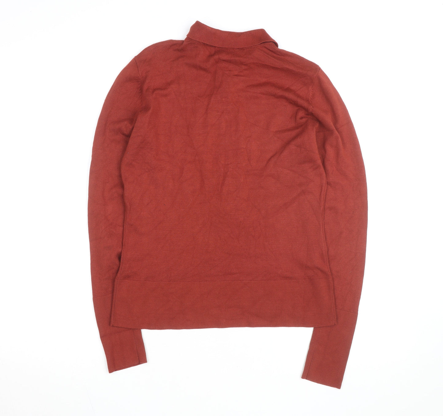 Gallery Womens Brown Collared Henley Jumper Small Long Sleeve Knit