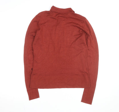 Gallery Womens Brown Collared Henley Jumper Small Long Sleeve Knit