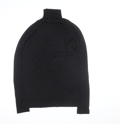 Benetton Men's Black Merino Wool Roll Neck Jumper Size S