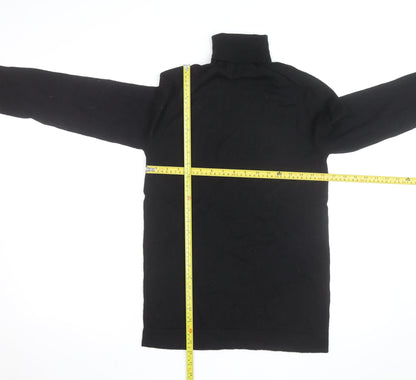 Benetton Men's Black Merino Wool Roll Neck Jumper Size S