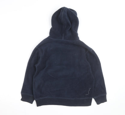 GAP Boys Navy Fleece Pullover Hoodie 6-7 Years Logo Print Warm Winter Top