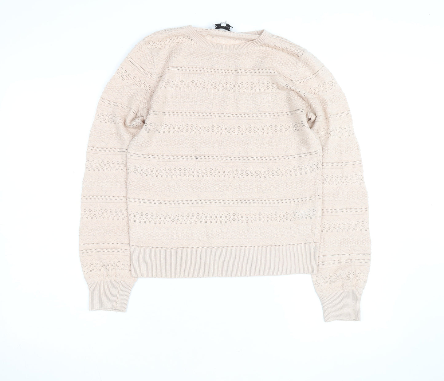 Warehouse Women Beige Cotton Knit Jumper Size 10