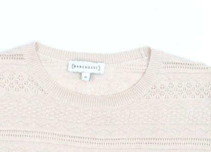 Warehouse Women Beige Cotton Knit Jumper Size 10