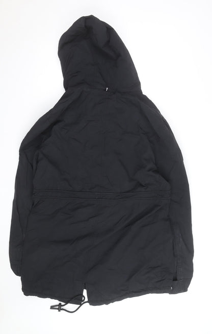 Superdry Mens Black Parka Jacket 2XL Hooded Lined Winter Coat