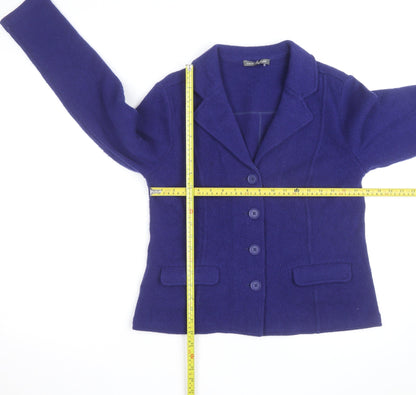 Laura Ashley Womens Purple Wool Cardigan UK 12 Button Up Classic Fit