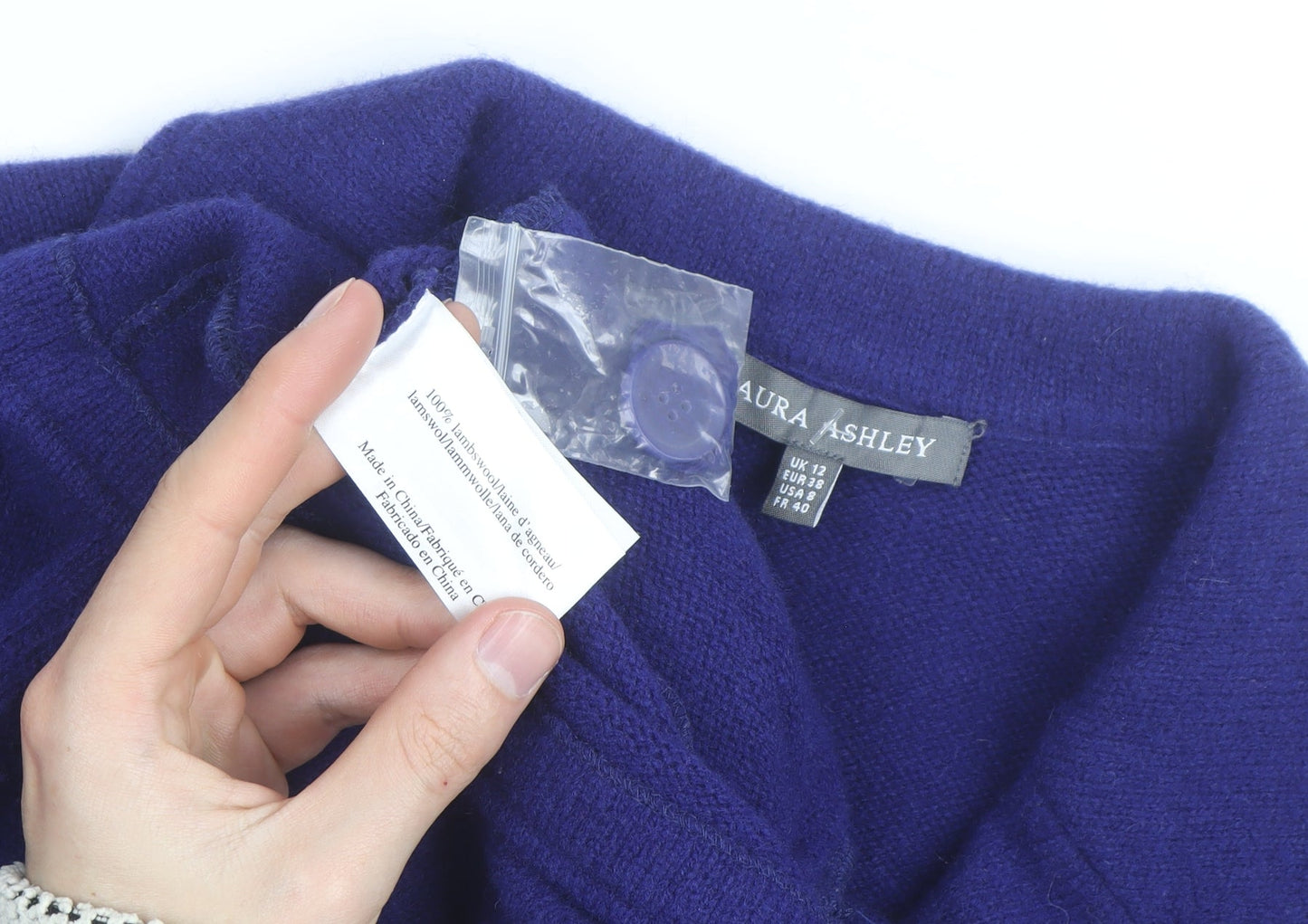 Laura Ashley Womens Purple Wool Cardigan UK 12 Button Up Classic Fit