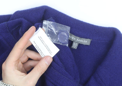 Laura Ashley Womens Purple Wool Cardigan UK 12 Button Up Classic Fit