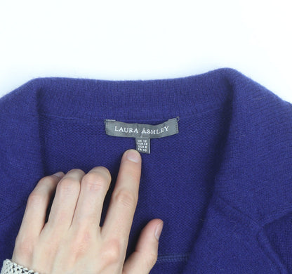 Laura Ashley Womens Purple Wool Cardigan UK 12 Button Up Classic Fit