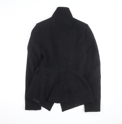Reiss Womens Black Wool Belted Overcoat XS Slim Fit Autumn Winter