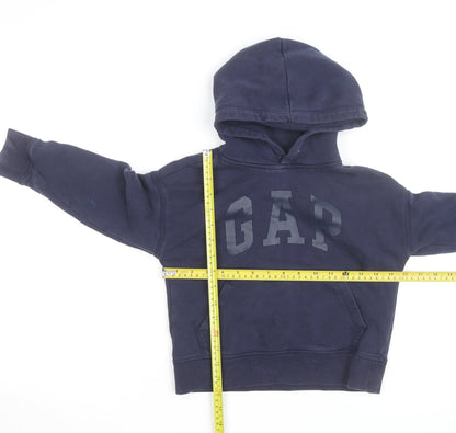 GAP Boys Navy Blue Pullover Hoodie 6-7 Years Cotton Blend Logo Design