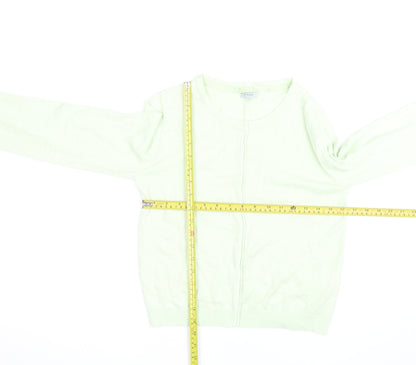 Jigsaw Women's Green Cotton Crew Neck Cardigan Size S