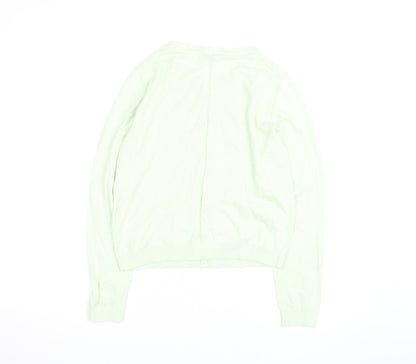 Jigsaw Women's Green Cotton Crew Neck Cardigan Size S