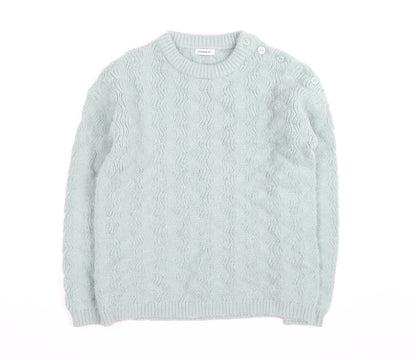 Damart Women's Mint Green Cable-Knit Crew Neck Jumper Size M