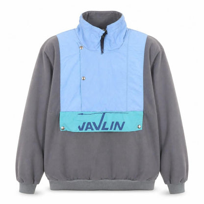 Javlin Men's Grey Blue Pullover Fleece Sweatshirt L Retro 90s