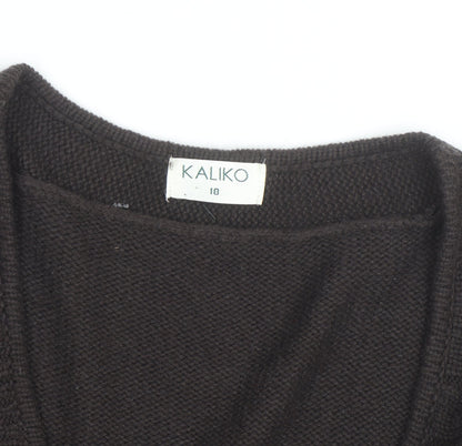 Kaliko Women's Brown Wool Blend Long Sleeve V-Neck Cardigan Size 10