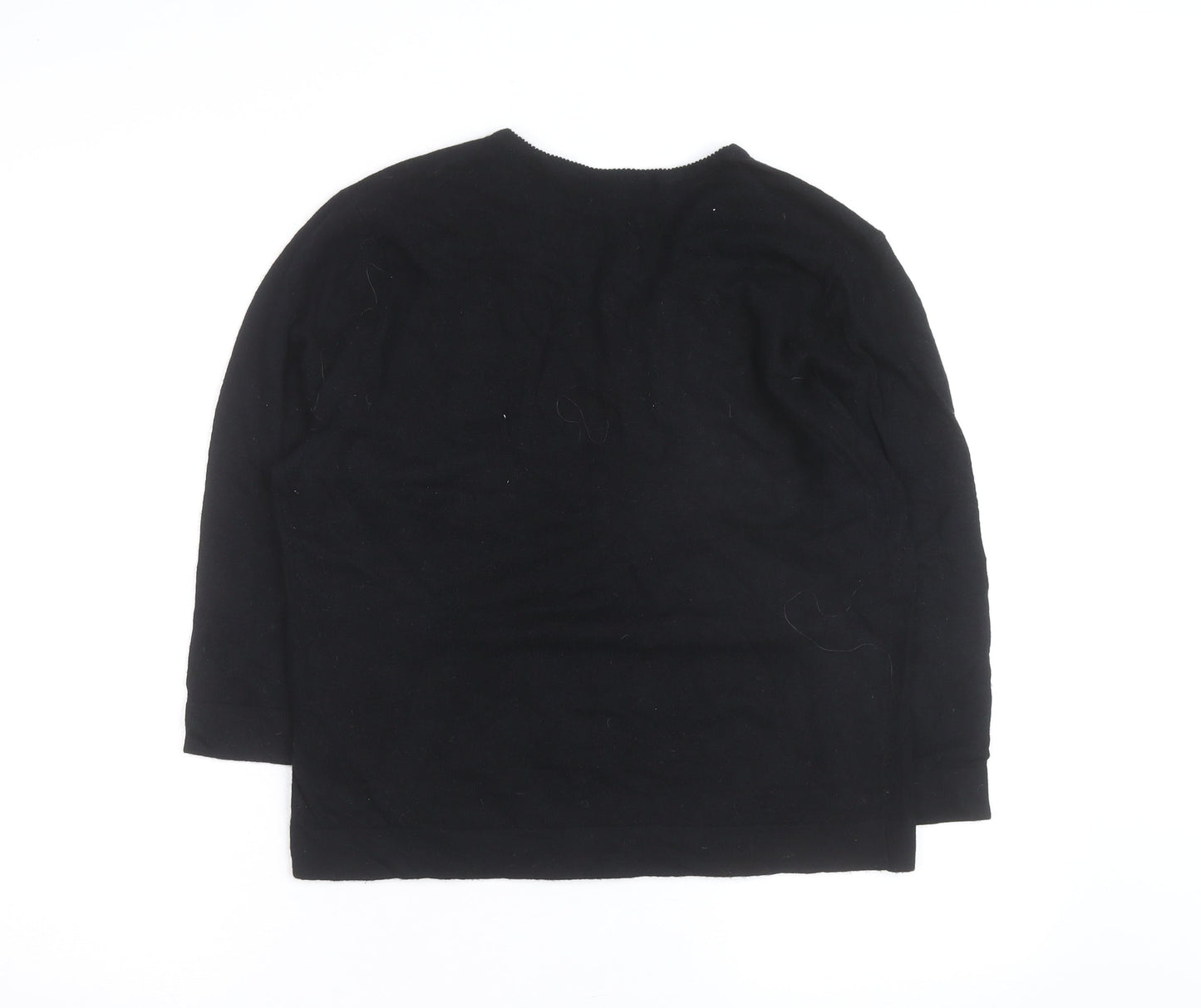 Wallis Women Black Floral Embellished V-Neck Jumper Size 20