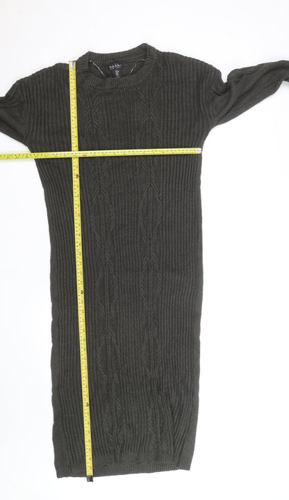 Michael Kors Women Green Knit Jumper Midi Dress Size M