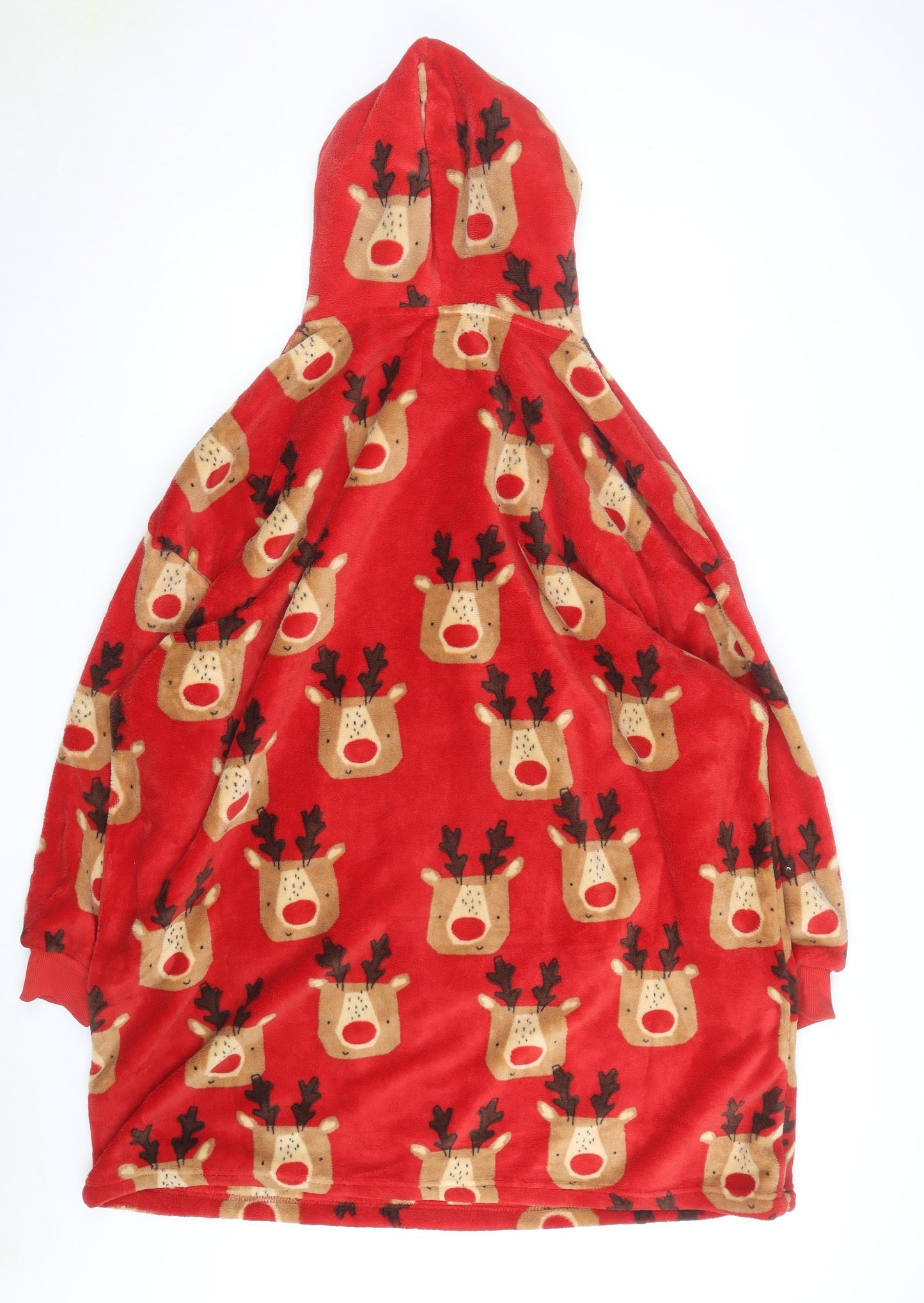 Next Men's Red Fleece Christmas Hooded One Size Reindeer Nightwear