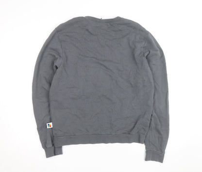 Apres Mens Grey Crew Neck Pullover Sweatshirt Medium with Logo Pockets