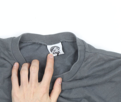 Apres Mens Grey Crew Neck Pullover Sweatshirt Medium with Logo Pockets