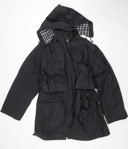 Totes Women's Black Waterproof Rain Coat M Hooded Long PVC Nylon