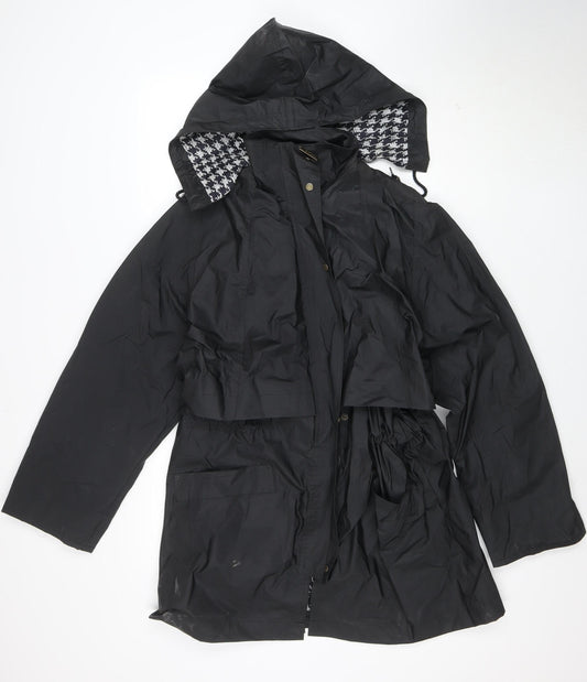 Totes Women's Black Waterproof Rain Coat M Hooded Long PVC Nylon