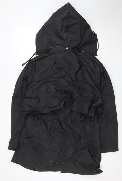 Totes Women's Black Waterproof Rain Coat M Hooded Long PVC Nylon