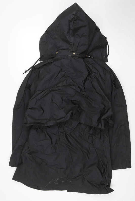 Totes Women's Black Waterproof Rain Coat M Hooded Long PVC Nylon