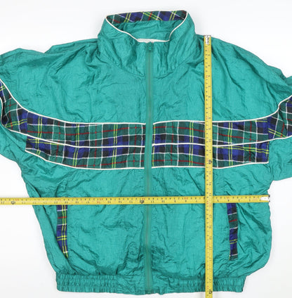 Active Exposure Men's Green Tartan XL Retro Nylon Windbreaker Jacket