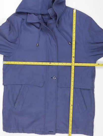Bon Marche Women's Blue Hooded Parka Jacket Size M Regular Fit