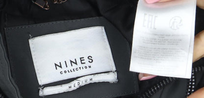 Nines Collection Women's Black Puffer Jacket M Hooded Faux Fur Winter Coat