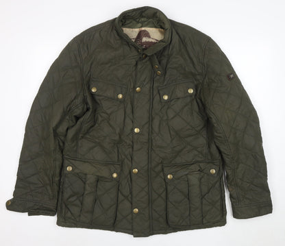 Barbour Men's Green Quilted Jacket L Regular Outdoor Mid-Length