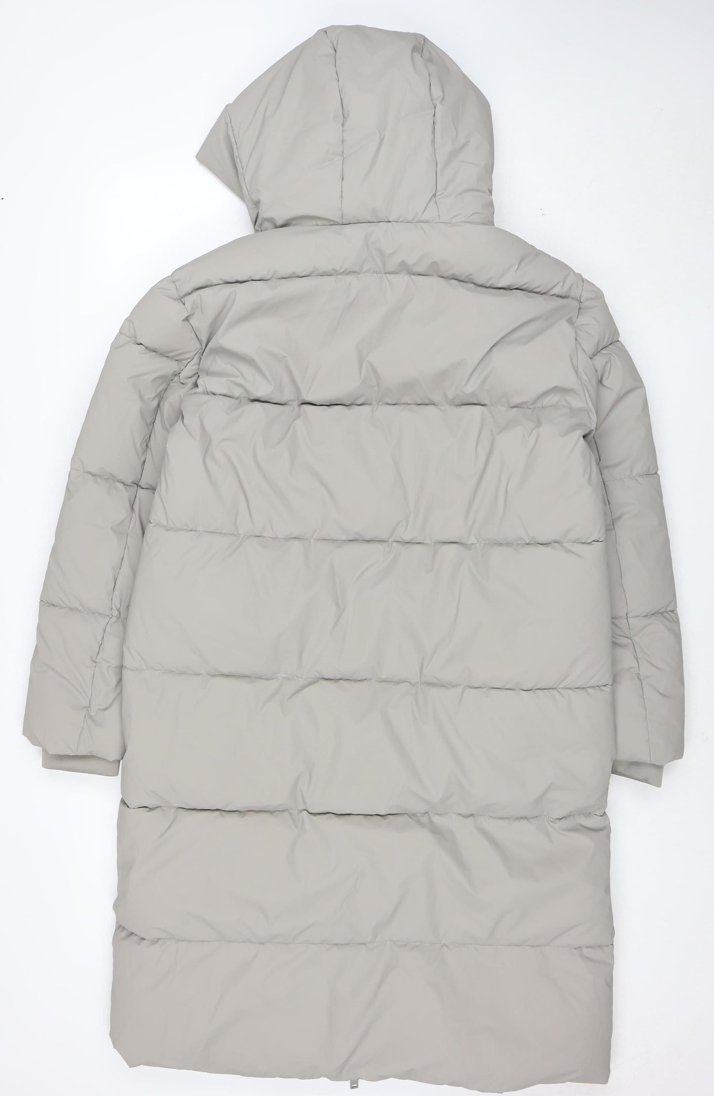 Marks and Spencer Women's Grey Size 10 Long Hooded Puffer Coat