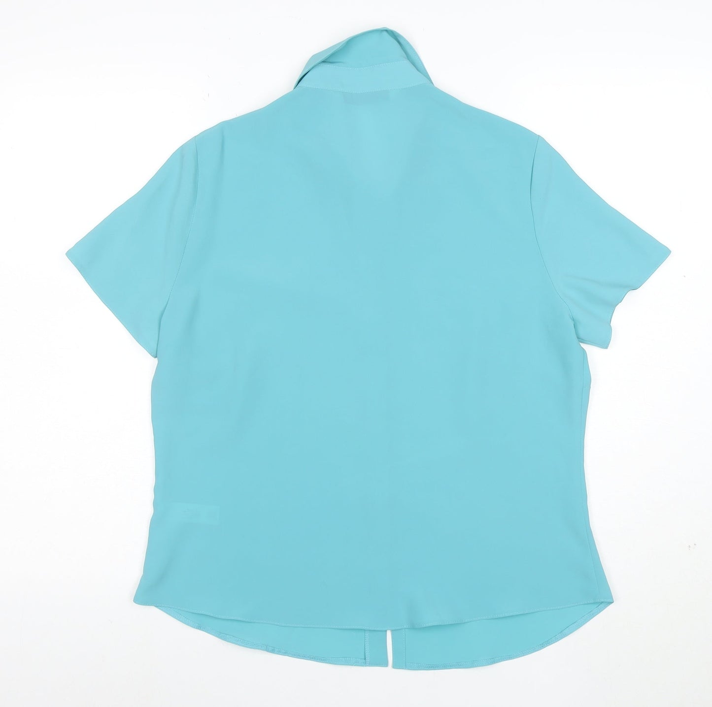 BHS Women's Blue Size 14 Short Sleeve Button-Up Polyester Blouse