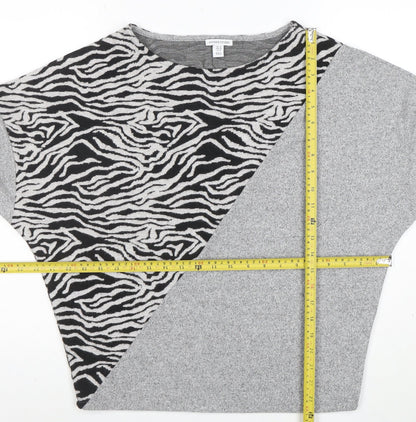 Sonder Studio Womens Grey Zebra Print Relaxed Knit Jumper Size 10