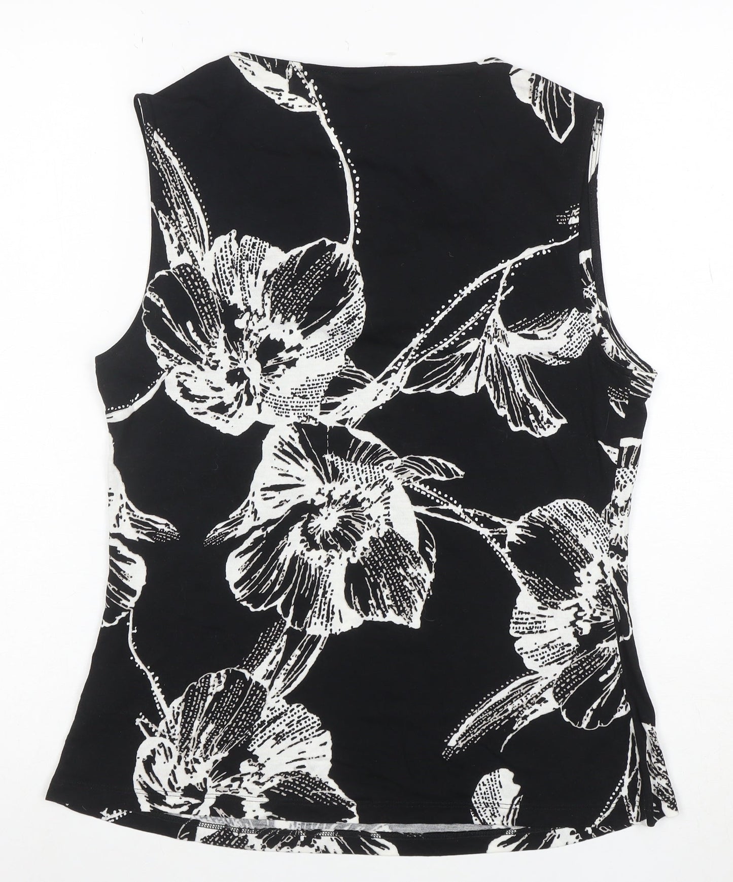 Marks and Spencer Womens Black Floral Viscose Sleeveless Tank Top UK 12