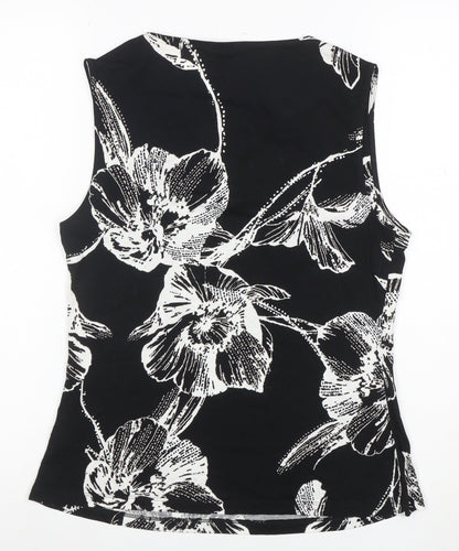 Marks and Spencer Womens Black Floral Viscose Sleeveless Tank Top UK 12