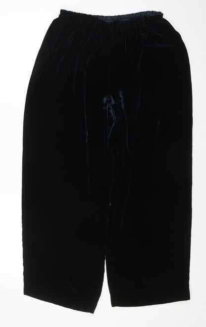 Racing Green Womens Blue Velvet Wide-Leg Trousers Size 14