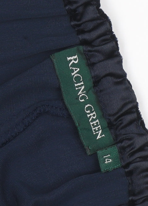 Racing Green Womens Blue Velvet Wide-Leg Trousers Size 14