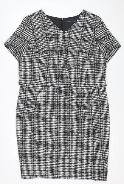 Marks and Spencer Women’s Black Check Sheath Dress Size 18 Short Sleeve Workwear