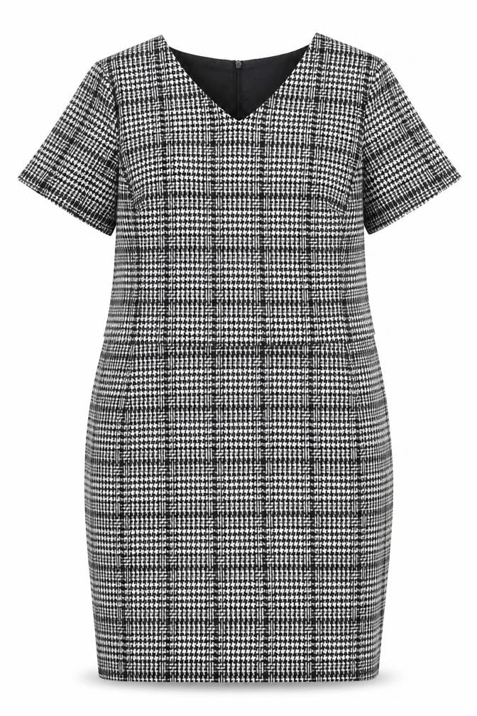 Marks and Spencer Women’s Black Check Sheath Dress Size 18 Short Sleeve Workwear