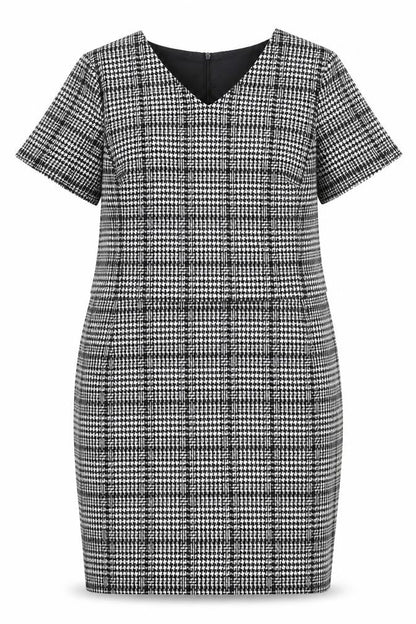 Marks and Spencer Women’s Black Check Sheath Dress Size 18 Short Sleeve Workwear