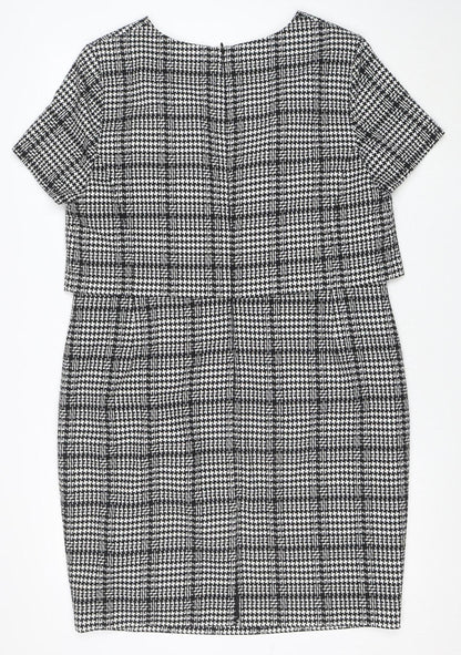 Marks and Spencer Women’s Black Check Sheath Dress Size 18 Short Sleeve Workwear
