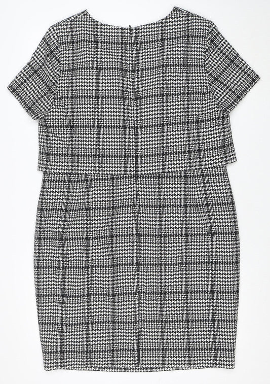Marks and Spencer Women’s Black Check Sheath Dress Size 18 Short Sleeve Workwear