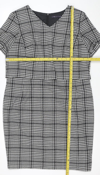 Marks and Spencer Women’s Black Check Sheath Dress Size 18 Short Sleeve Workwear