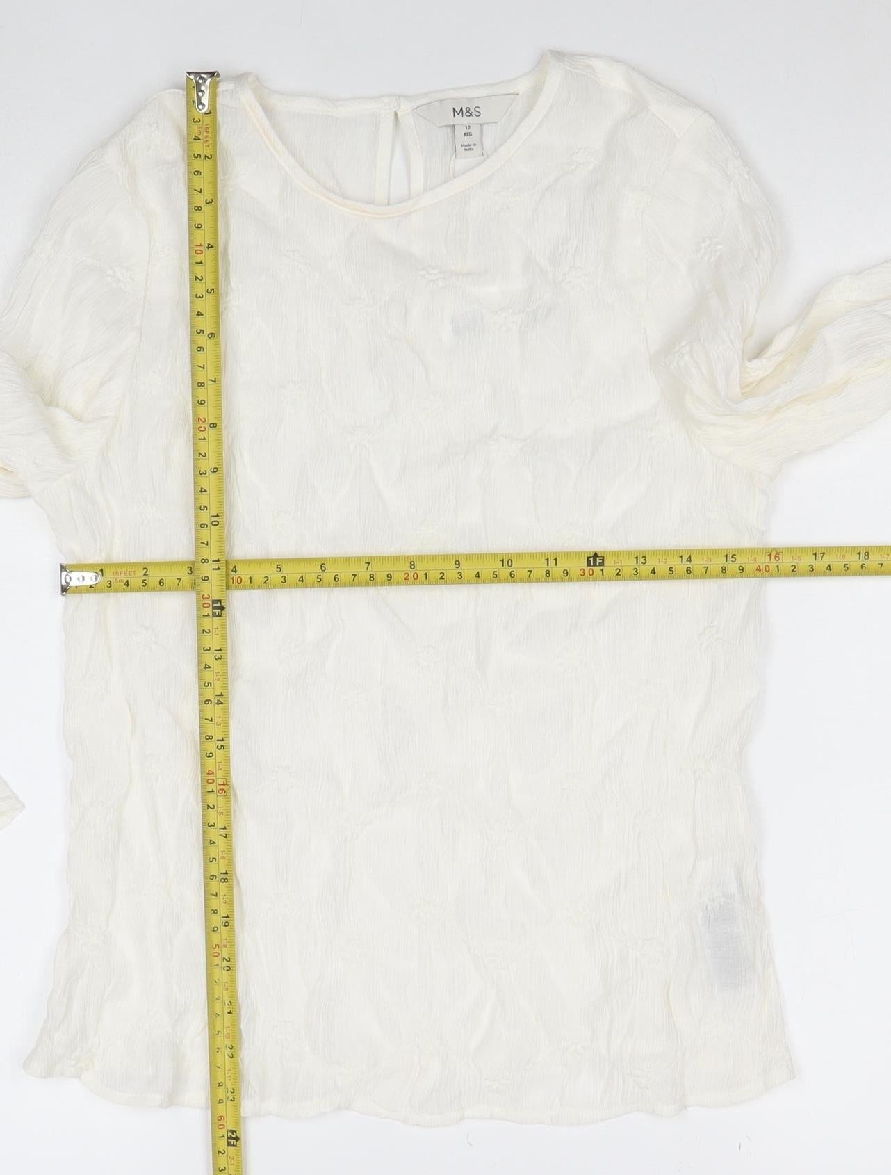 Marks and Spencer Women’s Ivory Viscose Long Sleeve Tunic Blouse Size 12