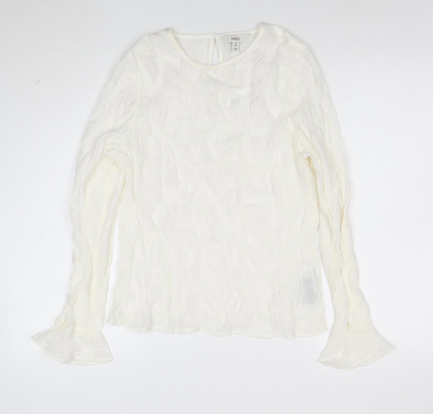 Marks and Spencer Women’s Ivory Viscose Long Sleeve Tunic Blouse Size 12