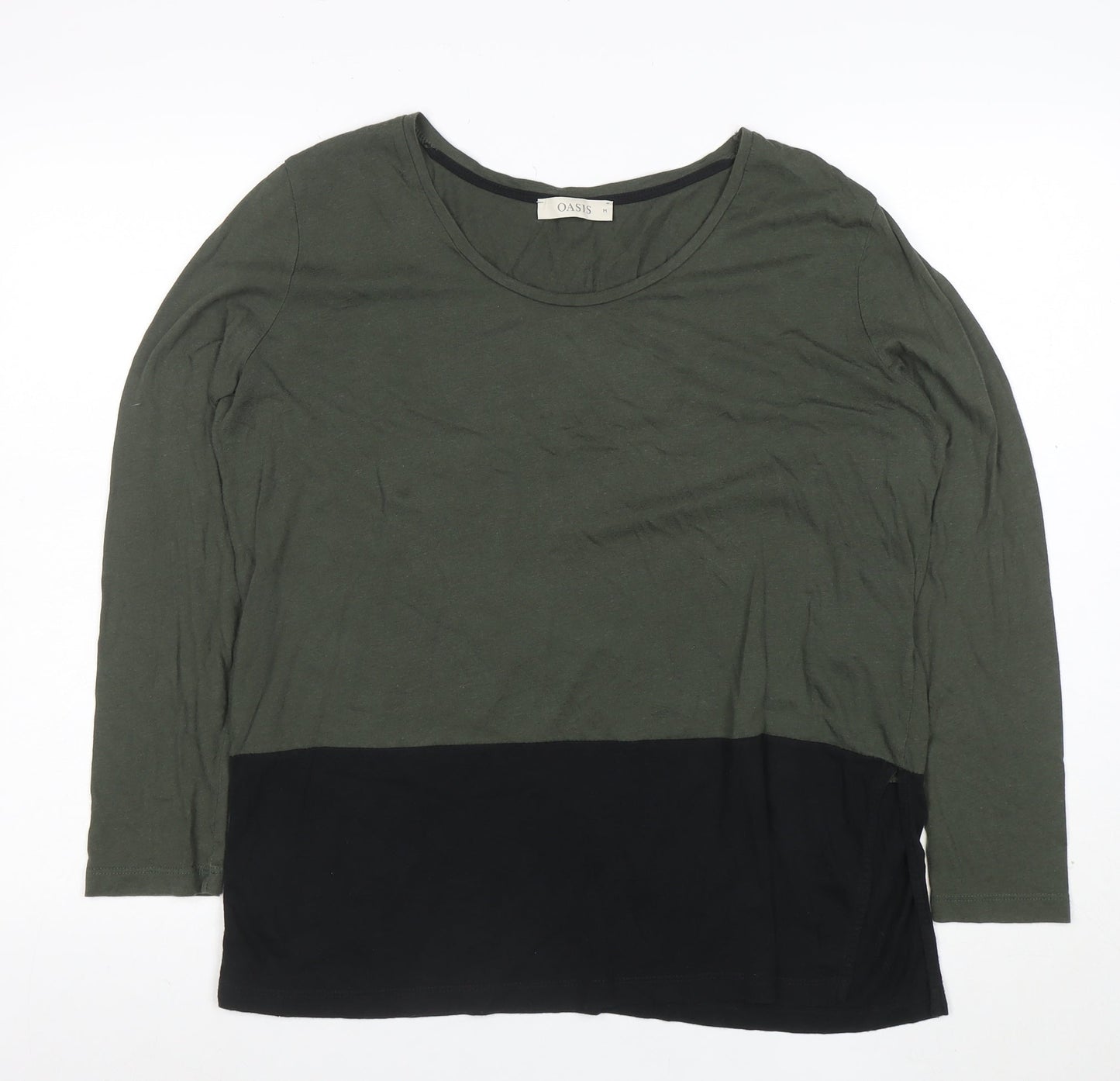 Oasis Women’s Green Colourblock Long Sleeve Jersey Top Size S