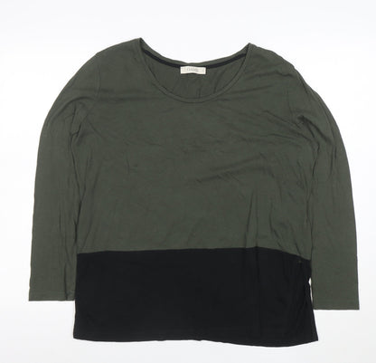 Oasis Women’s Green Colourblock Long Sleeve Jersey Top Size S