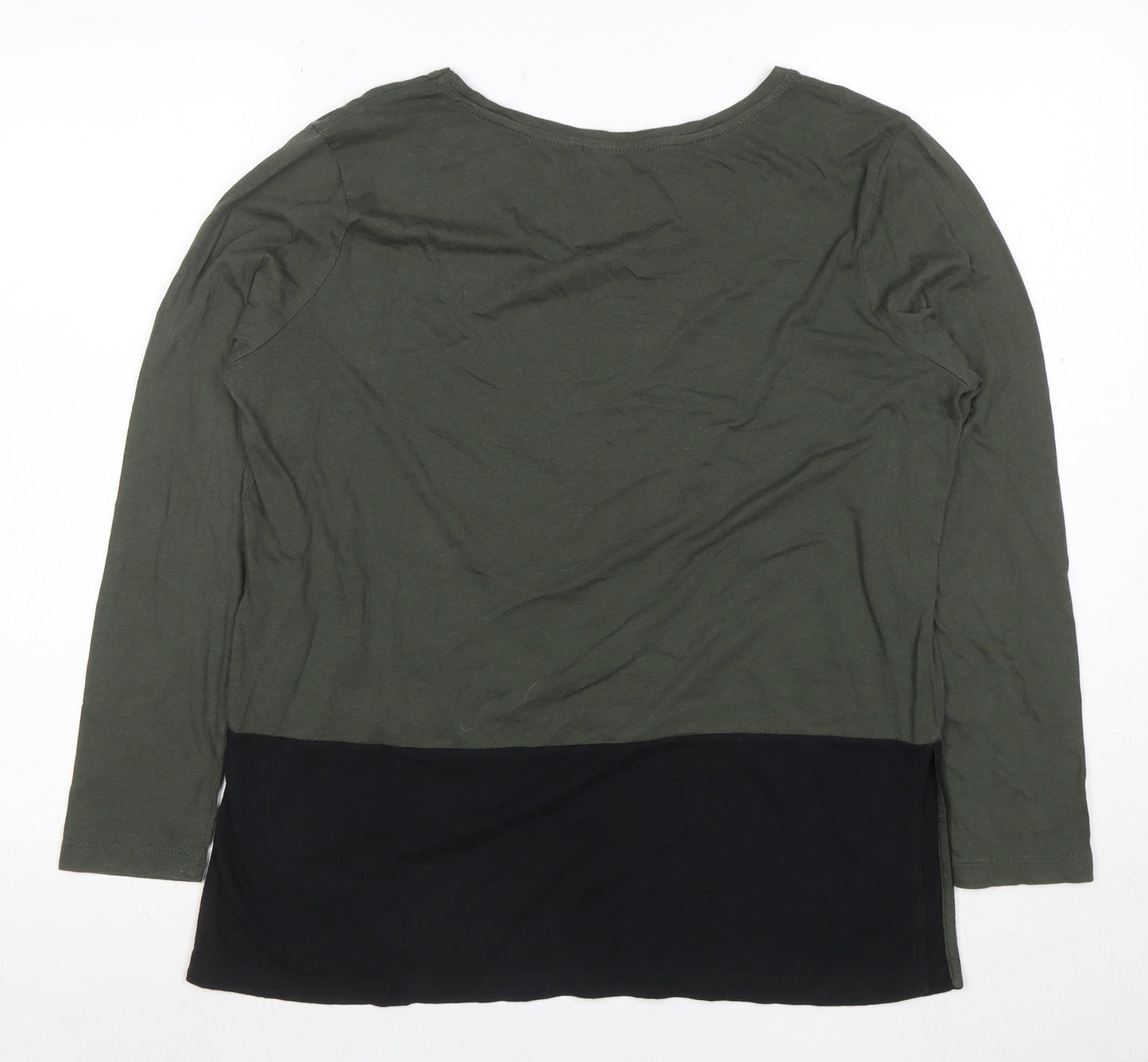 Oasis Women’s Green Colourblock Long Sleeve Jersey Top Size S